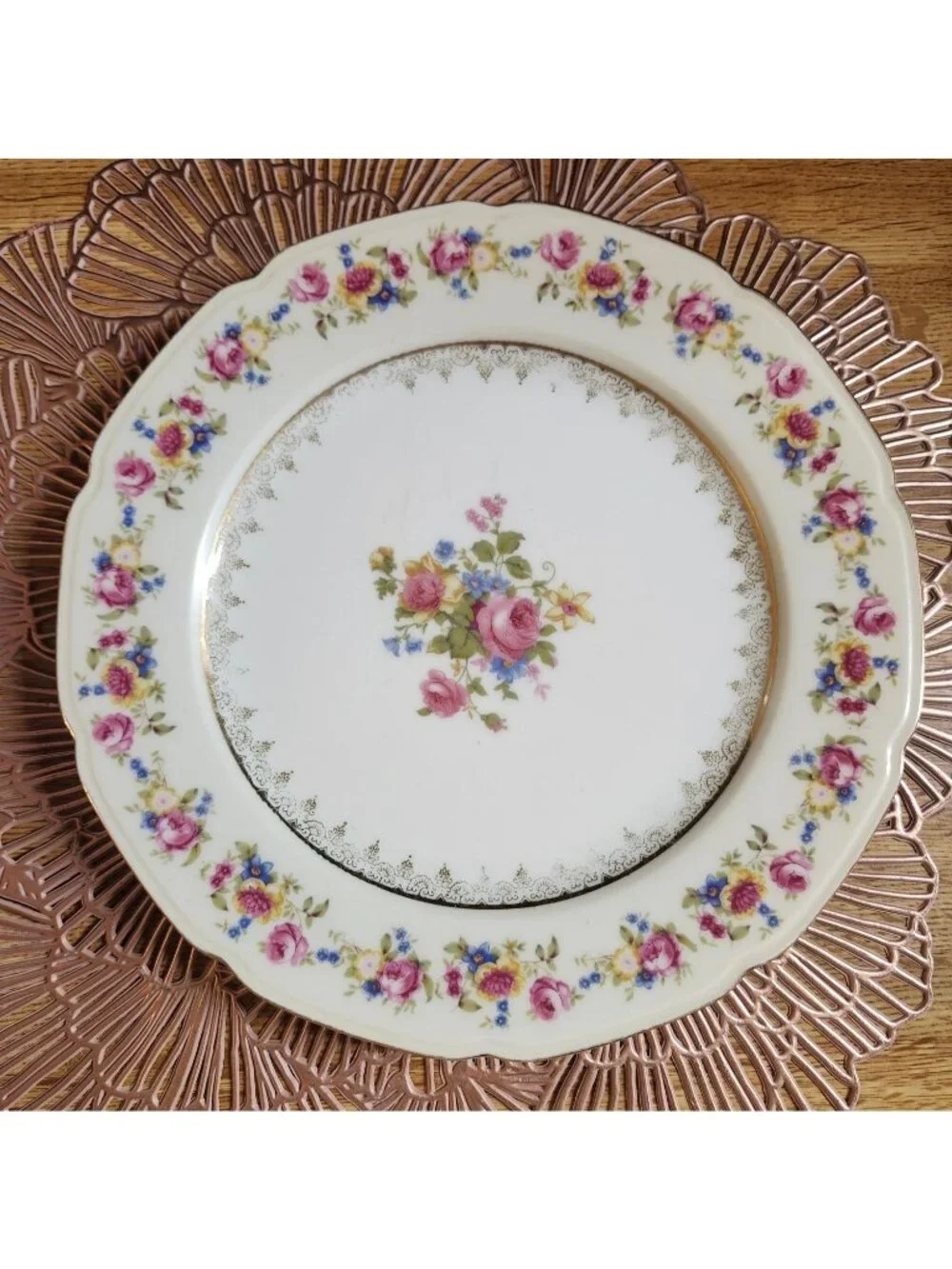 Colorful Mismatched China Dinner Plates Floral Porcelain Set of 4